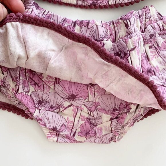 Kate Quinn Organics Baby Girl Medium Orchid Poppies Sunsuit 18-24 Months - Picture 2 of 7